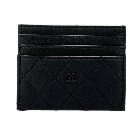 Auth CHANEL Matelasse AP4380 Black Leather Card Case - Picture 1 of 9